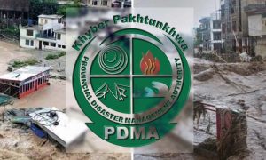 پشاور میں مون سون بارش اور سیلاب کے باعث تباہ شدہ علاقوں کا منظر