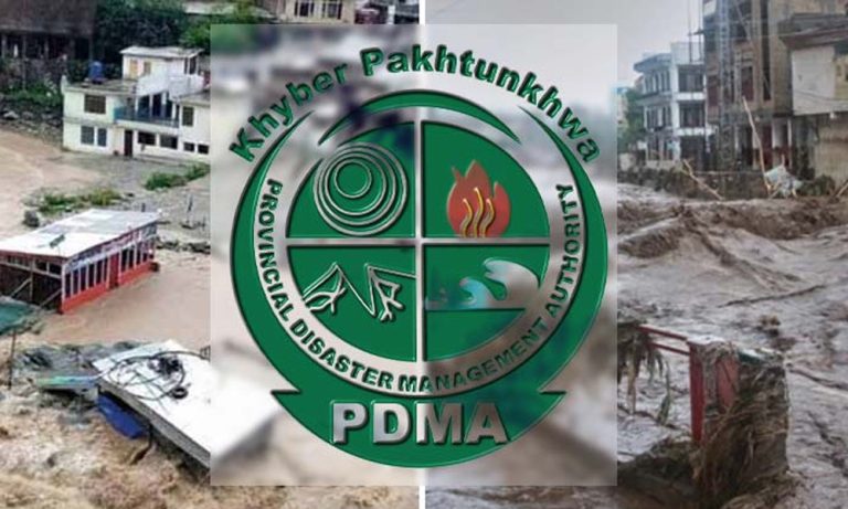 پشاور میں مون سون بارش اور سیلاب کے باعث تباہ شدہ علاقوں کا منظر