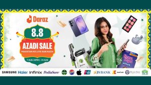 Daraz ایپ اور ویب سائٹ پر 8.8 آزادی سیل کے پروموشنل بینرز