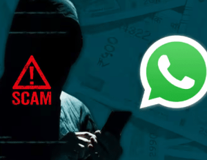 واٹس ایپ آئیکن اور موبائل ڈیوائس پر حفاظتی وارننگ