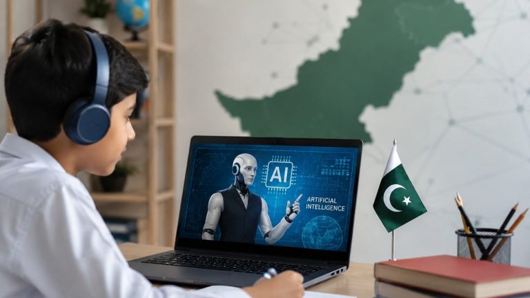 گلوبل ورچوئل اسکول کے آن لائن کلاس روم کا منظر