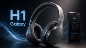 Galaxy Wearable ایپ میں دکھائے گئے اوور-اِئیر ہیڈ فون آئیکنز، سفید، سیاہ اور سرمئی رنگ