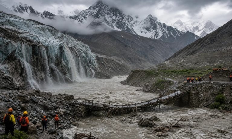 خیبر پختونخوا میں سیلاب زدہ نالہ اور متاثرہ آبپاشی ڈھانچہ