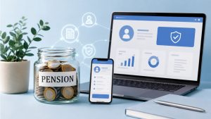 کمپیوٹر اسکرین پر ای پنشن پورٹل کا ڈیش بورڈ دکھایا گیا