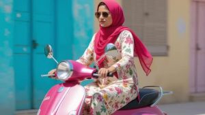خاتون گلابی برقی اسکوٹر چلائے ہوئے، سندھ حکومت کا تربیتی سیشن