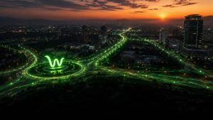 ویٹین کے اپٹیکل فائبر کی لائن یا ٹیلیکام ٹاور کا منظر