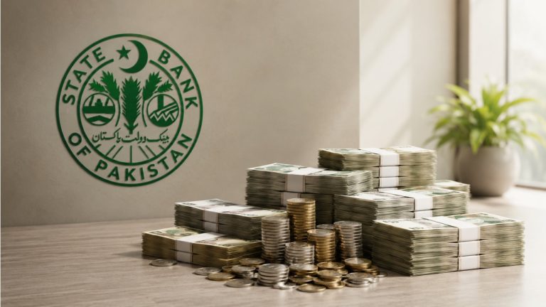 اسٹیٹ بینک آف پاکستان کی عمارت کے باہر منظر