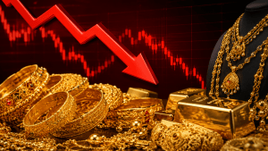 سونے کے زیورات کے قریب قیمتوں کی فہرست دکھاتی ہوئی تصویر