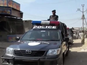 کراچی میں پولیس کی چھاؤنی کی تصویر جہاں سے مجرم کو ہتھیار بحال کرانے کے لیے لے جایا گیا تھا