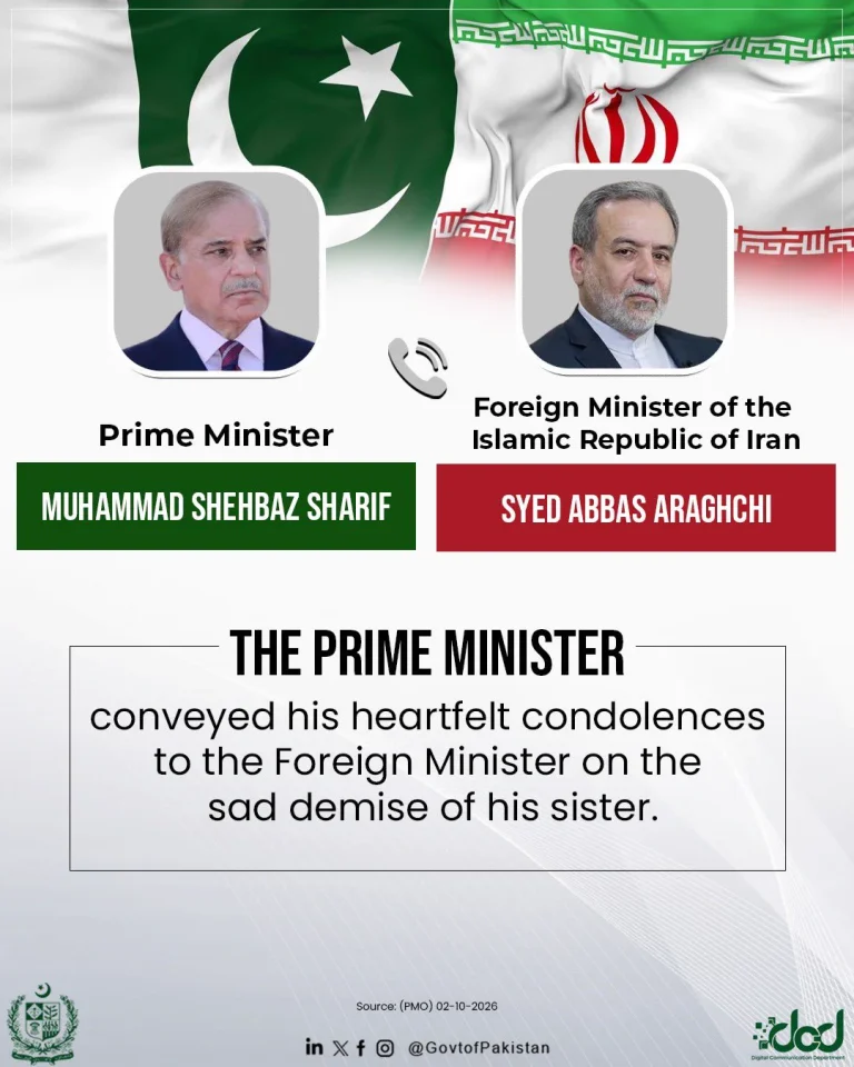محمد شہباز شریف اور سید عباس عراچی کے نام تحریری تعزیتی رابطے کی نمائندہ تصویر