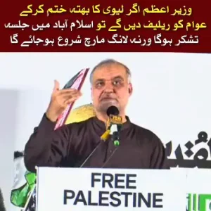 جماعت اسلامی کے اعلان کا متن جس میں لیوی ختم نہ ہونے پر لانگ مارچ کی دھمکی دی گئی ہے