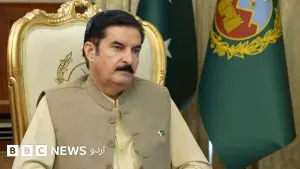گورنر فیصل کریم کنڈی کا پورٹریٹ، مائیک کے سامنے بیان دیتے ہوئے