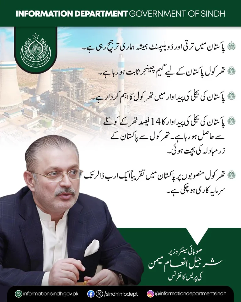شرجیل انعام میمن پریس کانفرنس میں خطاب کرتے ہوئے