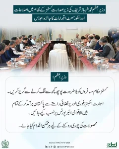 وزیرِ اعظم محمد شہباز شریف کسٹمز اصلاحات کے جائزے کے اجلاس کی صدارت کرتے ہوئے