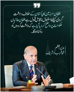 حکومتِ پاکستان کا افغان سرزمین کے استعمال کے خلاف بیان