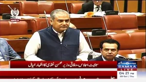 سینیٹ میں خطاب کرتے ہوئے محسن نقوی