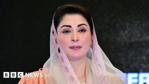 مریم نواز خطاب کرتی ہوئی، منڈی بہاؤالدین کا پروگرام